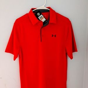 New UA golf shirt, heat gear, short sleeve, orange
